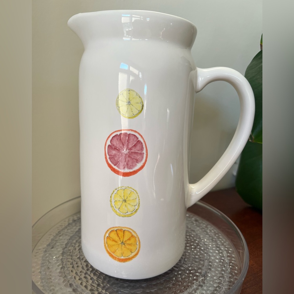 Rae Dunn Citrus Fruit Ceramic Pitcher NWOT 48 ounces Artisan Collection